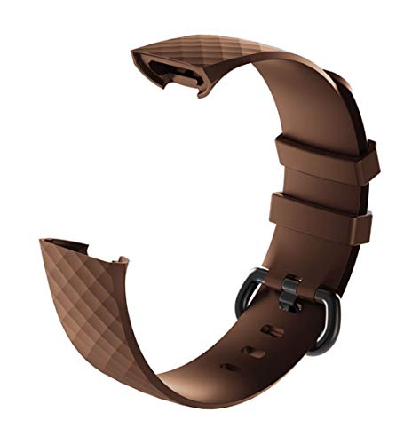 Silicone Replacement Bands for Fitbit Charge 3/4 - Brown, Large