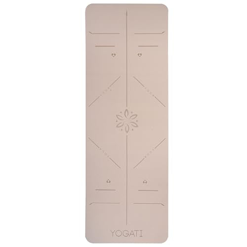 Non-Slip Yoga Mat with Alignment Lines - Brown