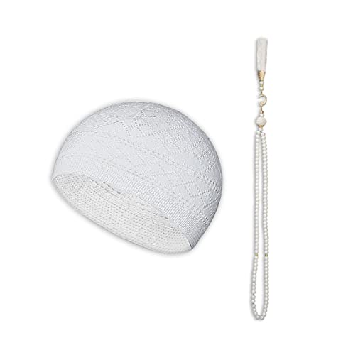 Kufi Hat for Men - White Prayer Cap, Comfortable Skullcap