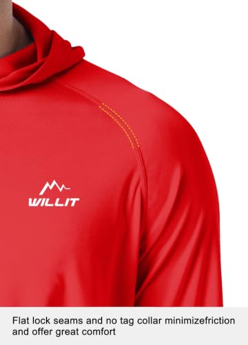 Willit Men's UPF 50+ Sun Protection Hoodie Shirt Long Sleeve Rash Guard for Outdoor Fishing & Sports
