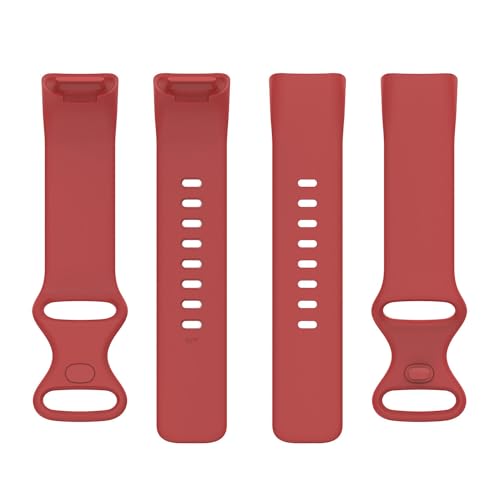 Soft Silicone Sport Wristbands for Fitbit Charge 5 & 6 - Red, Small