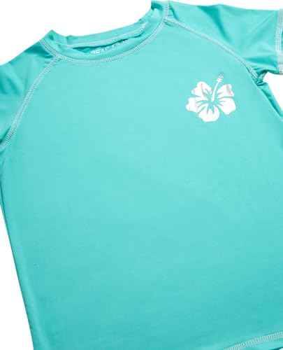 Girls Short Sleeve Rash Guard Swim Shirt - Mint, 6X