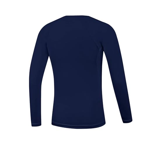 Boys Compression Shirt Long Sleeve Athletic Base Layer - Large Navy