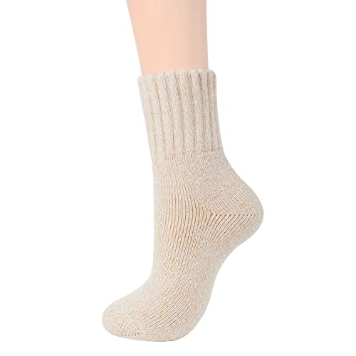 Cozy Warm Wool Socks for Women - Cute Boot Crew Socks - One Size C Beige