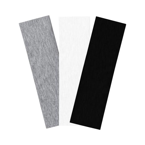 3-Pack Non-Slip Elastic Sports Headbands - Soft Stretchy Fabric - Black/Gray/White