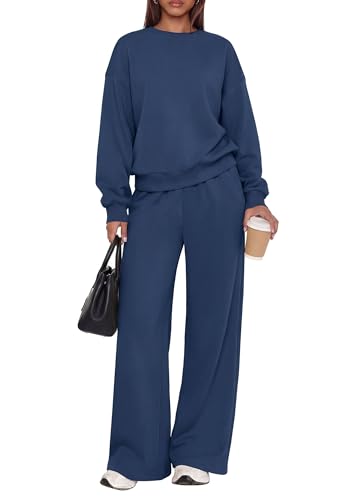 PRETTYGARDEN 2-Piece Lounge Set for Women, Grey Blue Medium – Casual Sweatsuits