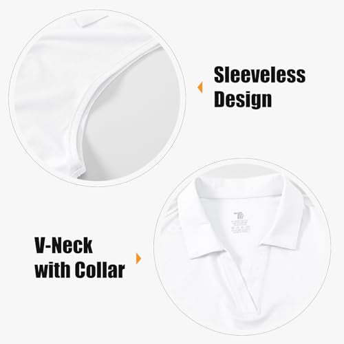 Women's Sleeveless Golf Polo Shirt - Quick Dry V Neck Tank Top UPF 50+