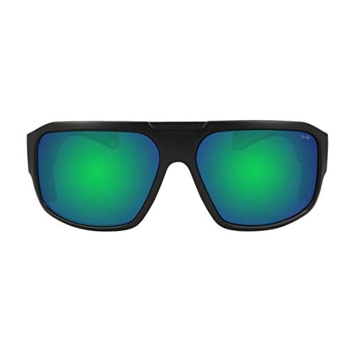 BOMBER MEGA Bomb M103GM Safety Sunglasses for Men with Matte Black frame, Green Mirror Safety Sunglass lens, Non-Slip foam lining, ANSI Z87+ Compliant, UV Protection - M103GM