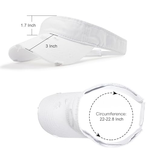 Retro Ripped Sun Visor Hat - White Baseball Visor for Men & Women