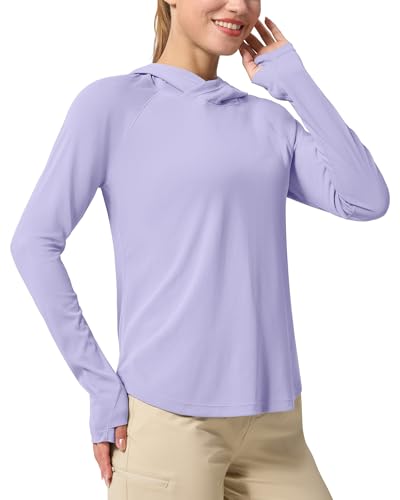 Women's Sun Hoodie UPF 50+ Long Sleeve Lightweight Shirt - Medium Purple