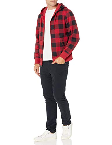 Men's Full-Zip Fleece Hoodie - X-Small Red Buffalo Plaid