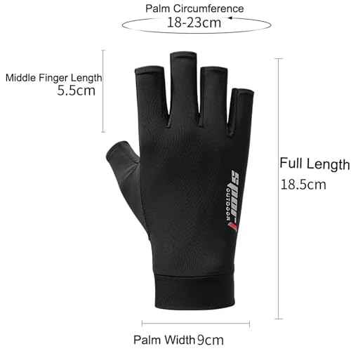 Breathable Half-Finger Cycling Gloves - UV Protection Mesh - Black, One Size