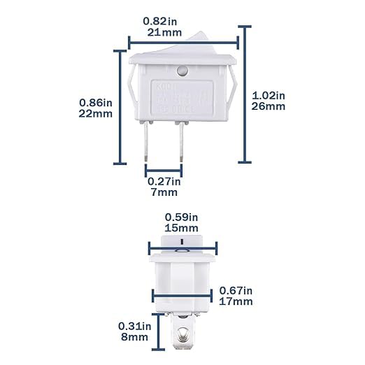 10 Pcs White Mini Rocker Switch 2 Pin On/Off for Boat & Car
