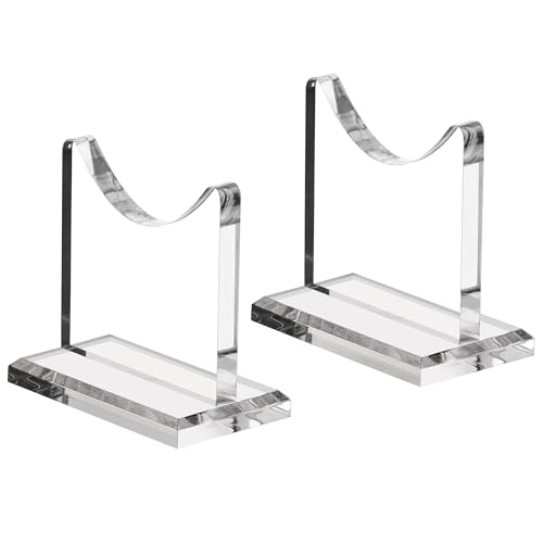 SANRUI 2.5 Inch Clear Acrylic Sword Stand Display - 8mm Thick Horizontal Katana Holder Rack for Tabletop, No Drilling Needed, 2 Pack
