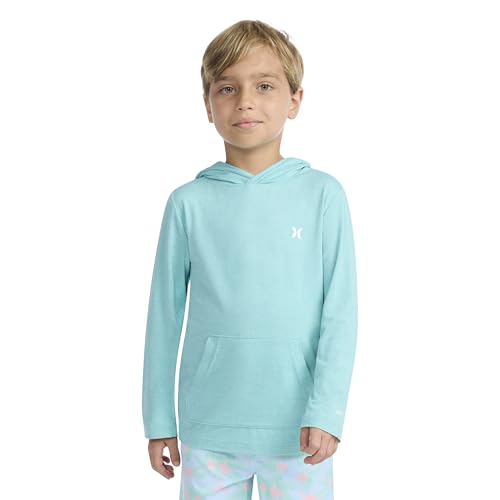 Hurley Boys' Long Sleeve UPF 50+ Rash Guard Swim Shirt - Medium, Harbor Green, Hooded