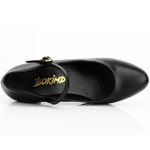 Bokimd Women's Black Non-Slip Latin Salsa Dance Heels - Prom & Ballroom Shoes, Size 6