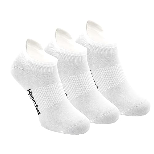 Wrightsock Ultra Thin Tab Running Socks for Men and Women - Large White 3 Pack - Moisture Regulating Athletic Socks Made in USA