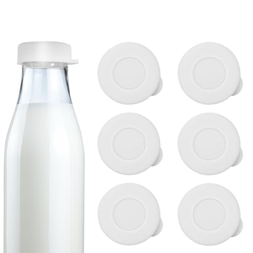 Silicone Milk Bottle Caps - 48mm Diameter, Reusable, White (6 Pack)