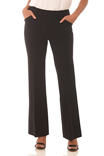 Rekucci Women's Black Secret Figure Pull-On Wide Leg Dress Pants - Regular/Petite/Tall Fit
