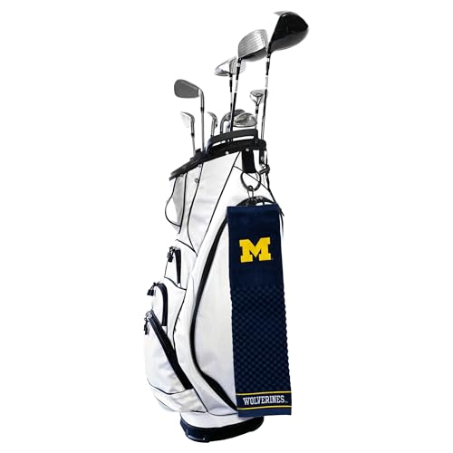 Embroidered Golf Towel with Checkered Scrubber Design - 16" x 22" Cotton