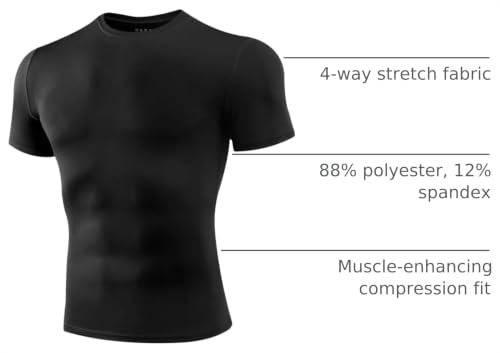Niksa Men's Compression Workout Shirt Black Small 1-Pack Short Sleeve Moisture Wicking Base Layer