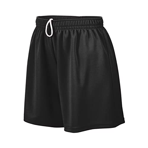Moisture-Wicking Mesh Athletic Shorts for Girls - Black, Medium