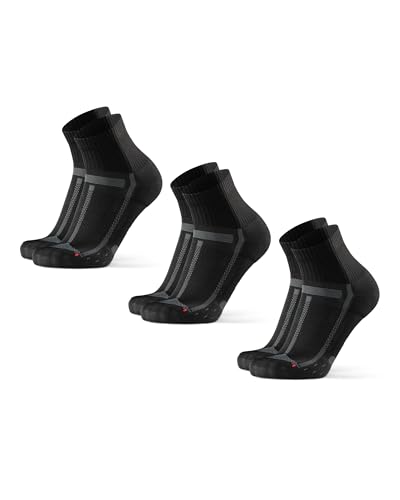 Danish Endurance Running Socks for Men & Women – Quarter Socks, 3 & 5-Pack, Black/Grey Large