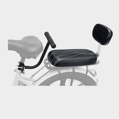 Bicycle Rear Seat with Backrest & Cushion for Kids - Black