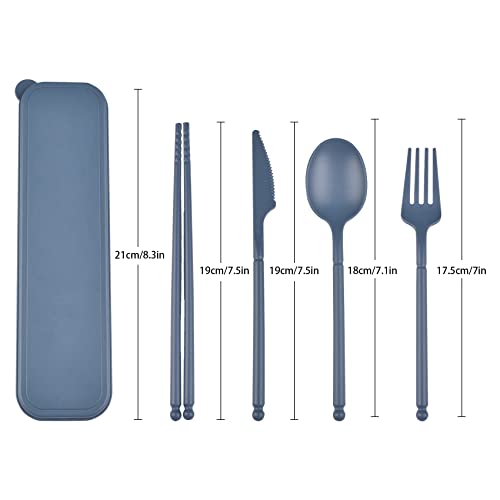 Camping Utensils Set, Reusable Set with Case, Plastic Cutlery