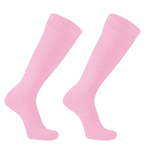 Knee High Socks for Women - Elastic Athletic Tube Socks - Pink