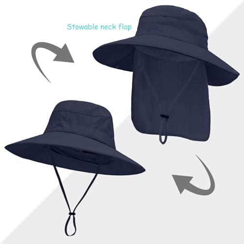 Rosoz Sun Hat for Men & Women with Neck Flap - UPF 50+ Fishing Hat, Navy ( variation: Navy / 1 )