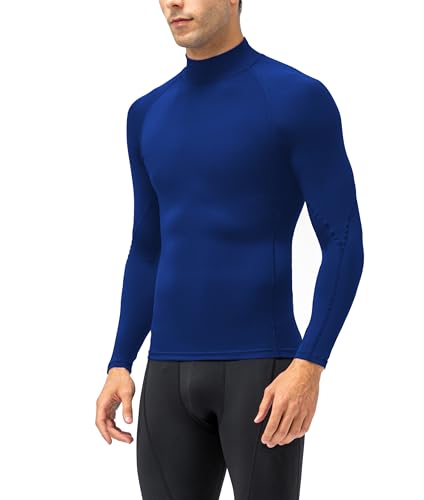 Men's Long Sleeve Compression Workout T-Shirt - Small Blue