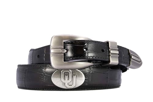 Oklahoma Sooners Crocodile Tip Leather Concho Belt - 36