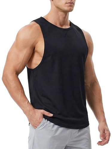 Men's Sleeveless Quick Dry Gym Tank Top - Black, X-Large