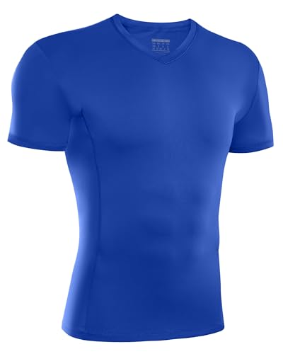 Men's Compression V Neck Shirt - Royal Blue, Large, Quick Dry Athletic Top