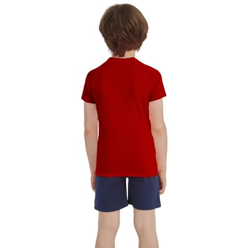 Boys Neon UV Sun Protection Swim Shirt - 7-8 Years / Red