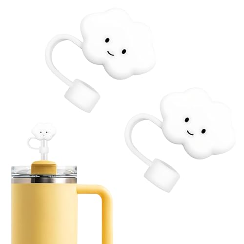 Cloud Shape Straw Covers - 2 Pack Silicone Toppers for 14oz-40oz Tumblers