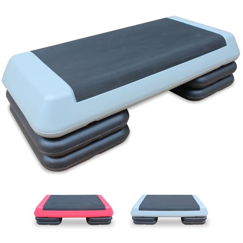 Adjustable Aerobic Step Platform - 30" x 14" with 4 Risers - Gray