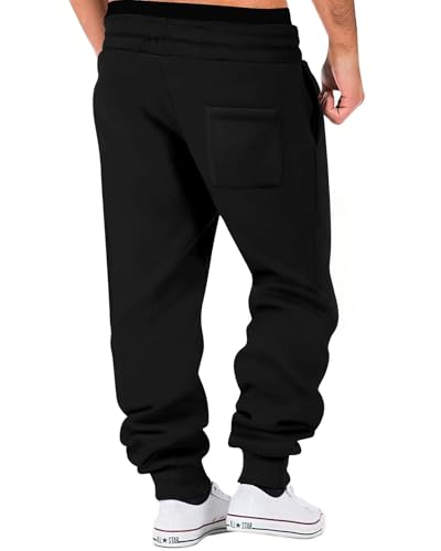 A WATERWANG Men's Black Heavyweight Fleece Sweatpants Medium - Tapered Joggers for Workout