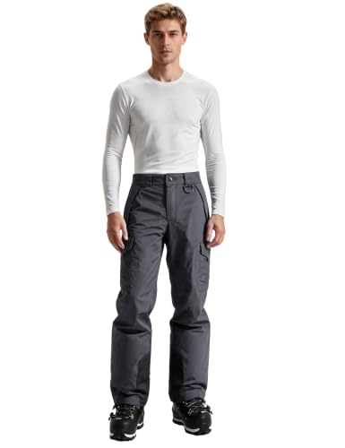 Wantdo Men's Large Grey Snow Pants - Warm Winter Ski Bibs & Snowboard Overalls
