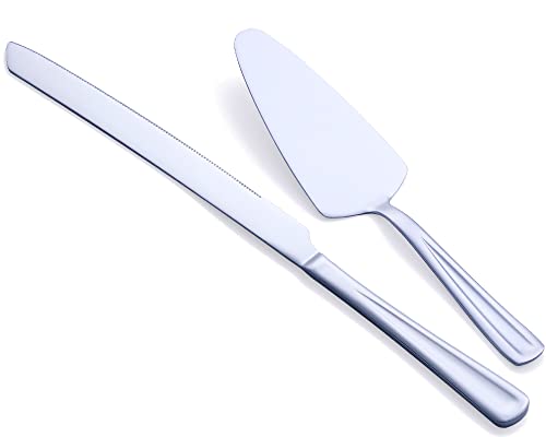 Stainless Steel Wedding Cake Cutting Set - Silver