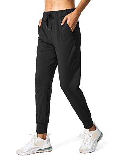 Women's Joggers with Pockets and Drawstring - Medium Black