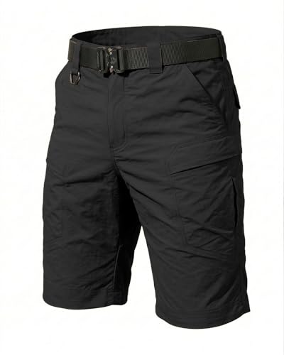 Boonlight Men’s Large Black Quick Dry Cargo Shorts - Breathable Summer Tactical Workwear