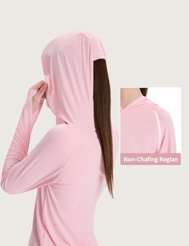 Girls' Hooded Rash Guard Swim Shirt - Pink, UPF 50+ - Large