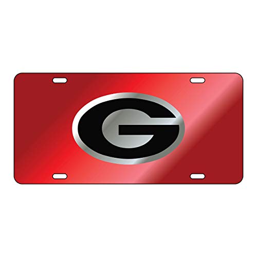 Georgia Bulldogs Laser License Plate Tag - Red & Silver G Logo