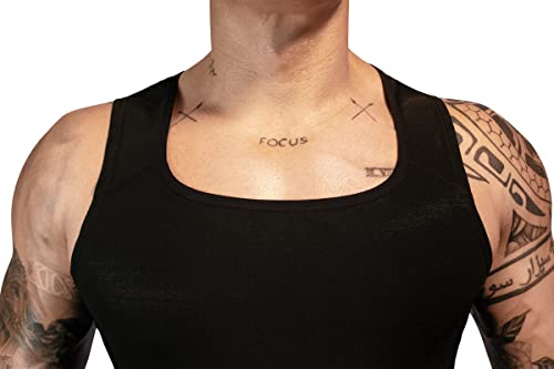 Men's Sauna Vest Sweat Tank Top - Compression Waist Trainer, Solid Black, Large-X-Large