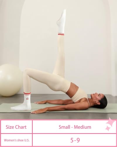 Non-Slip Pilates Grip Socks for Yoga & Barre - One Size / 1 Pair-Cherry