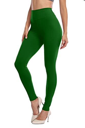 High Waisted Yoga Leggings - Tummy Control Compression Pants - 12-24 Plus Army
