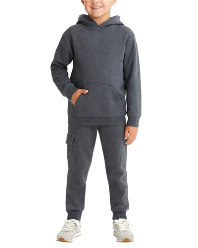 Kids Boys Fleece Sweatsuit Set Hoodie & Cargo Joggers, Activewear
