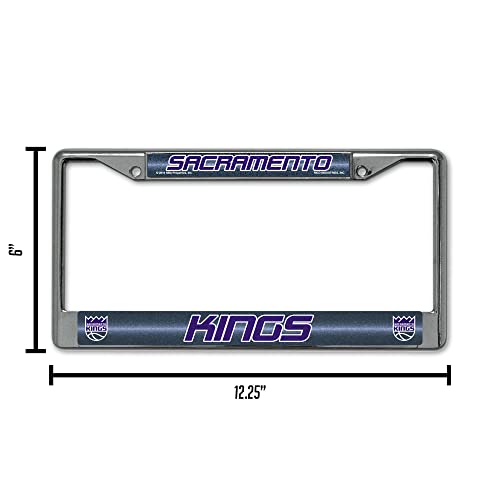 Chrome License Plate Frame with Glitter Accent - Sacramento Kings
